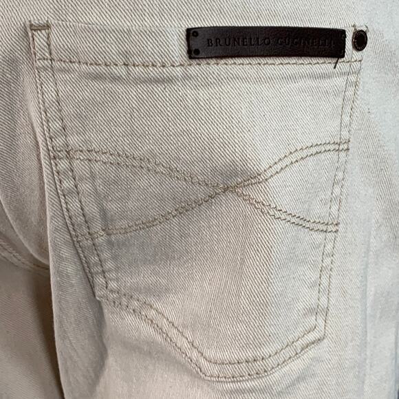 Size 10 Beige Cotton Blend Twill Monili Tapered Cuffed Casual Pants - Picture 5 of 12